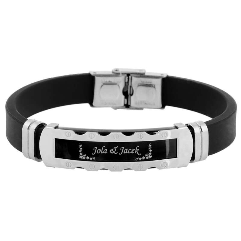 Bransoletka ze stali szlachetnej 316 L Kauczuk Prezent z Grawerem