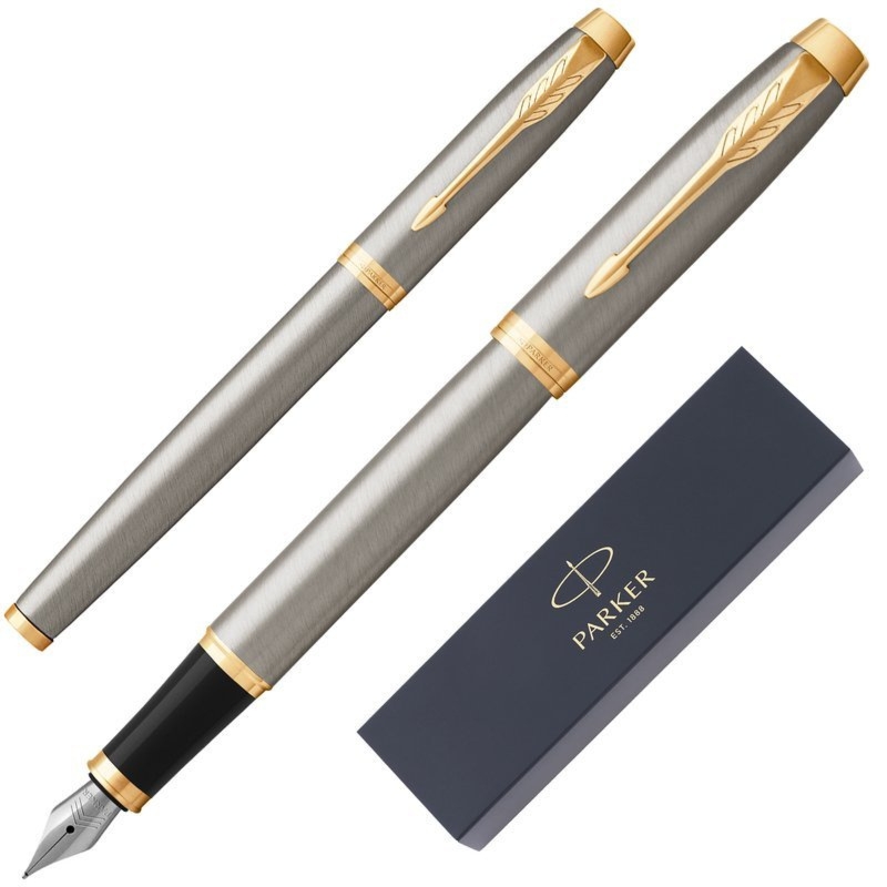 Pióro wieczne Parker IM Brushed GT stal satynowa, etui prezentowe