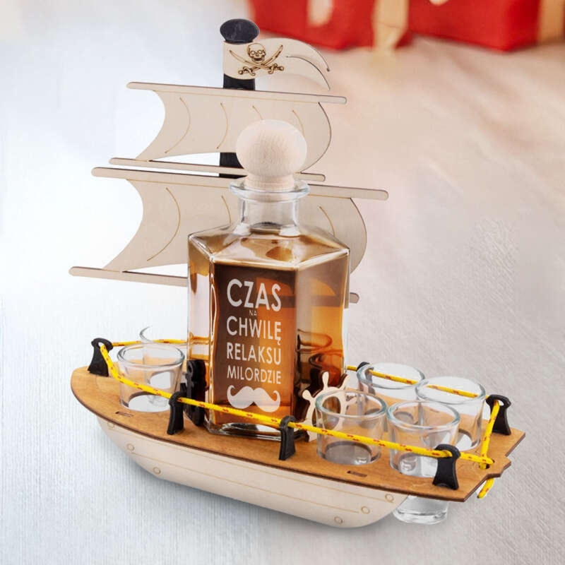 Komplet 7-częściowy Masztowiec Karafka i kieliszki z Grawerem