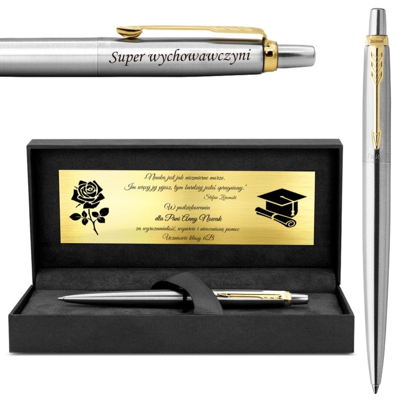 Długopis Parker Jotter GT pozłacany w szarym pudełku z grawerem