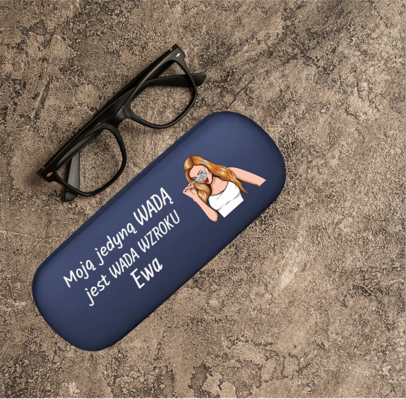 Etui futerał na okulary - granat / Kobieta bez wad / Prezent dla Kobiety