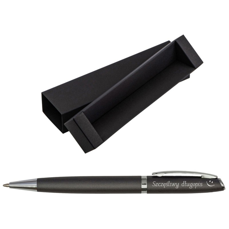 Długopis aluminiowy grafitowy z grawerem laserowym w pudełku