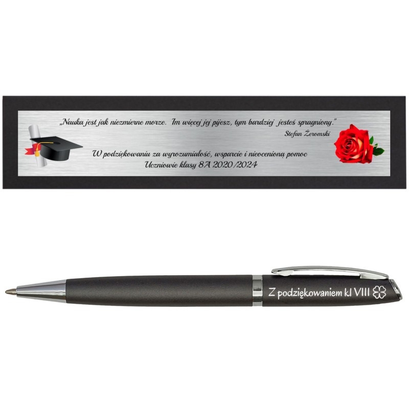 Długopis grafitowy z grawerunkiem i tabliczką z dedykacją