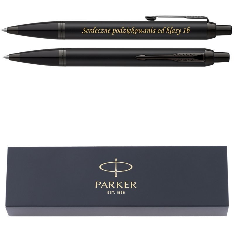 Parker IM Achromatic czarny z grawerem – prezent firmowy