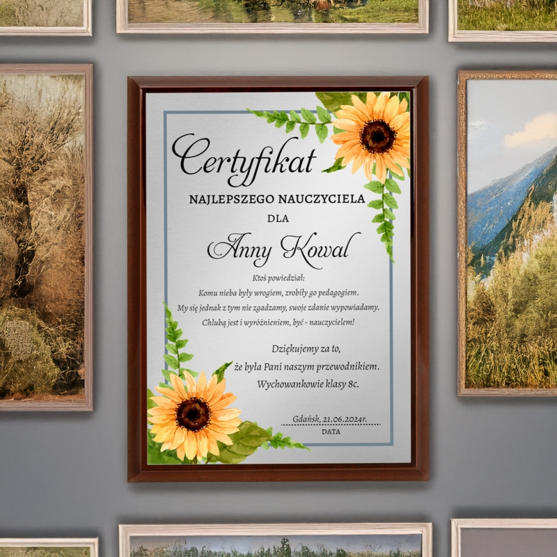 Zakończenie roku – drewniany panel dla wychowawcy z nadrukiem