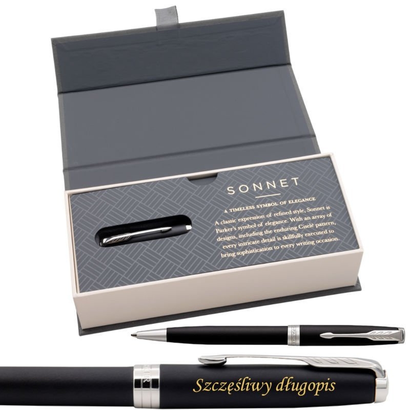 Parker Sonnet CT Długopis Czarny Mat w eleganckim etui Grawer