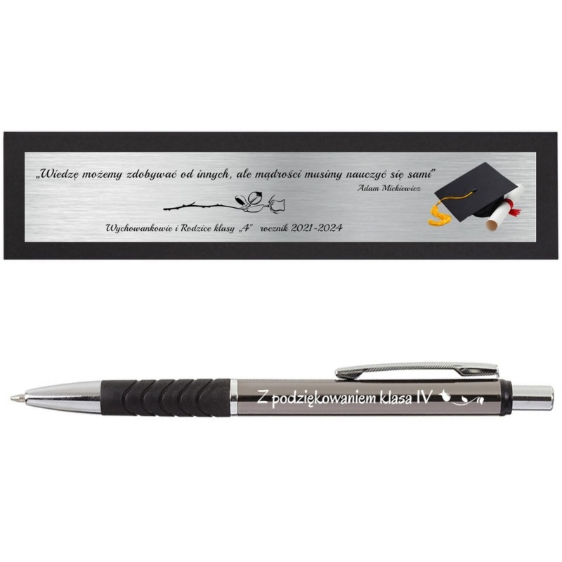 Długopis Andante grafitowy z grawerem i tabliczką w pudełku