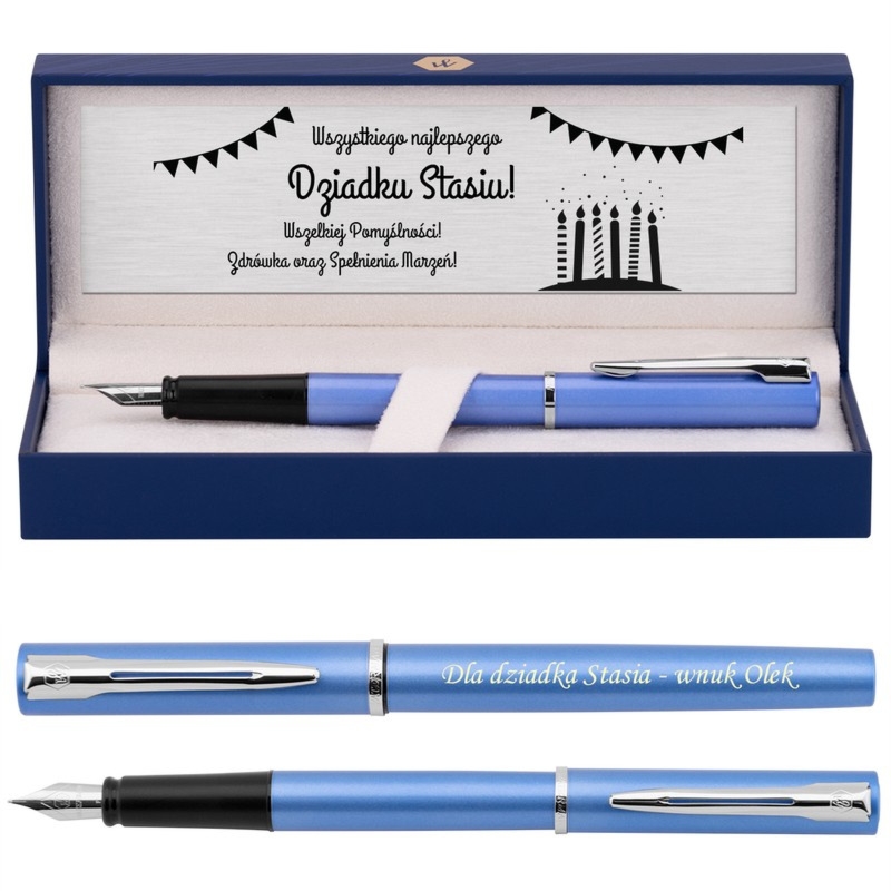 Pióro Waterman Allure błękitne F z grawerem na podziękowanie