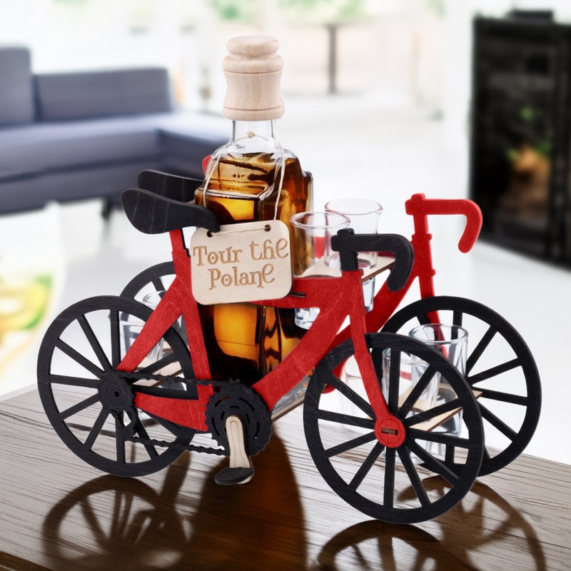 Komplet 7-częściowy Karafka i kieliszki Rower kolarski z Grawerem