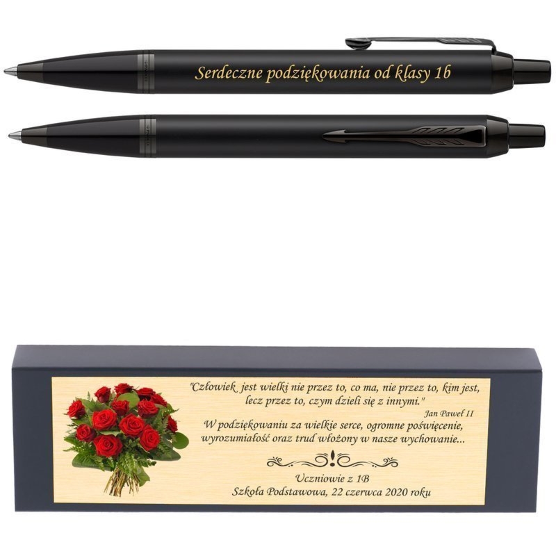 Długopis Parker IM Achromatic czarny z grawerem i tabliczką