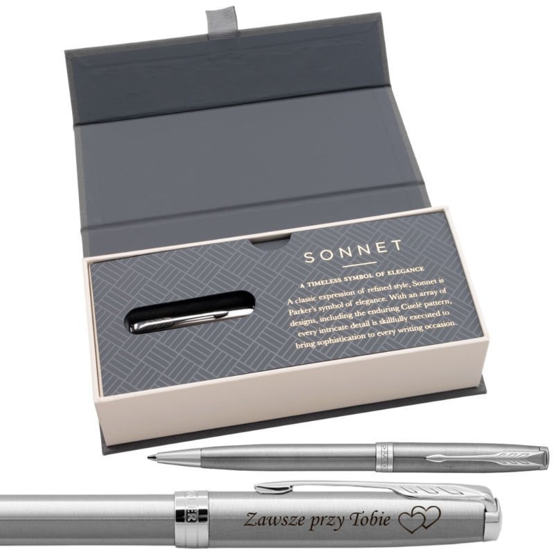 Długopis Parker Sonnet CT Stainless Steel z grawerem w etui