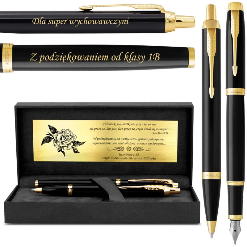 Zakończenie roku szkolnego: zestaw Parker IM Black GT z grawerem