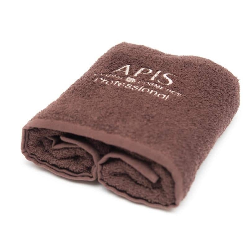 Ręcznik frotte 50x90 brązowy z logo APIS