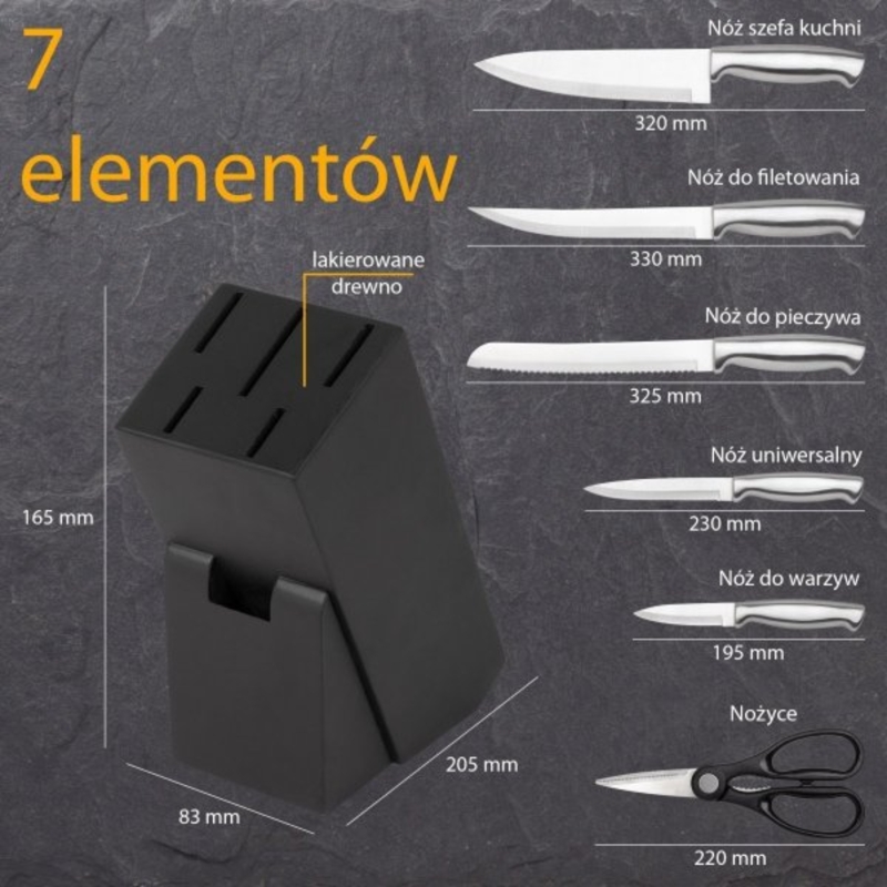 Zestaw noży 7 elementów Classbach C-MBS 4018 (czarny) Oficjalny sklep Classbach