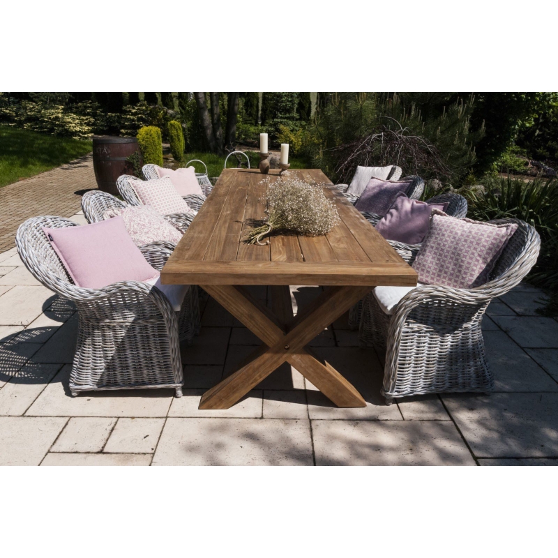 Meble naturalne tarasowe LYON IX  Vimine naturalne drewno teak - rattan
