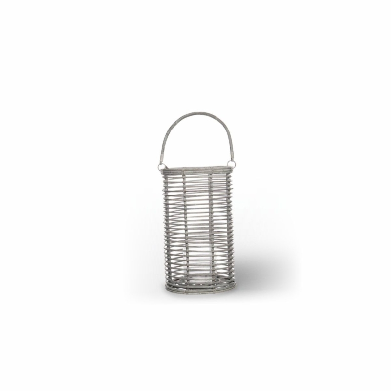 Lampion okrągły AVIGNON  Ø30x52 Vimine biały naturalny rattan