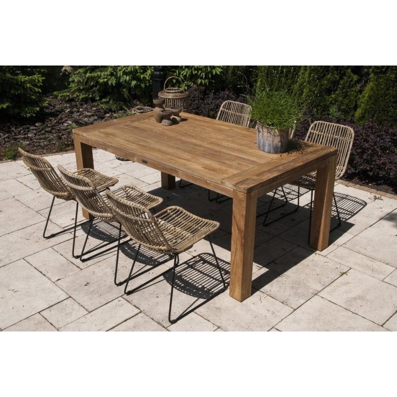 Meble ogrodowe zestaw NIMES VIII 6 os. Vimine naturalne drewno teak - rattan