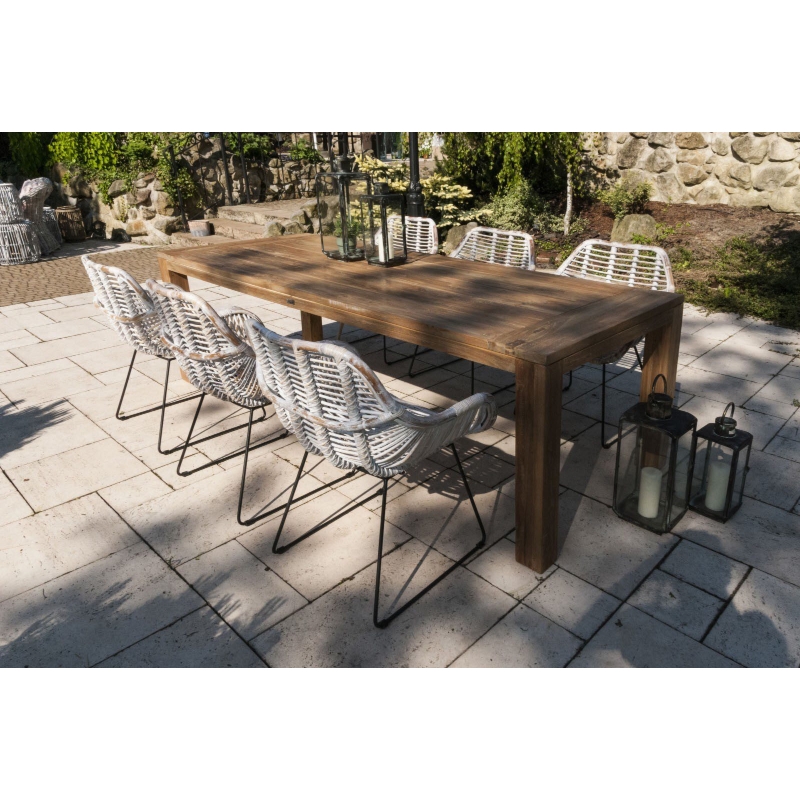 Meble ogrodowe zestaw NIMES VIII 6 os. Vimine naturalne drewno teak - rattan