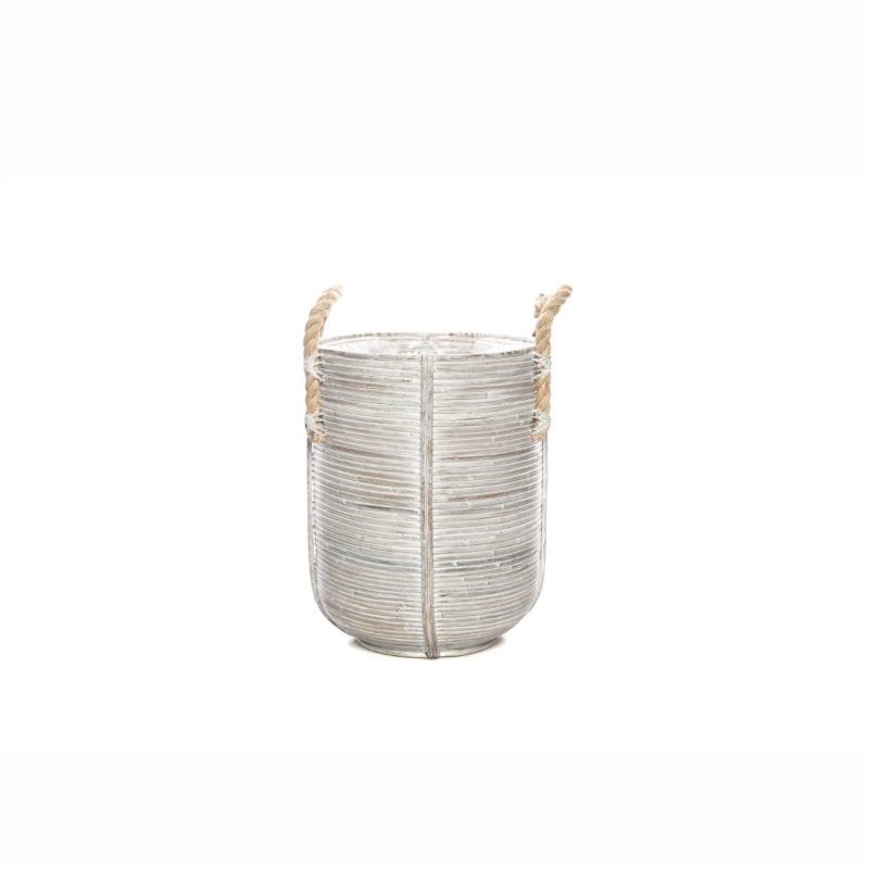 Kosz rattanowy osłona donicy AMIENS  35x35x40 Vimine biały