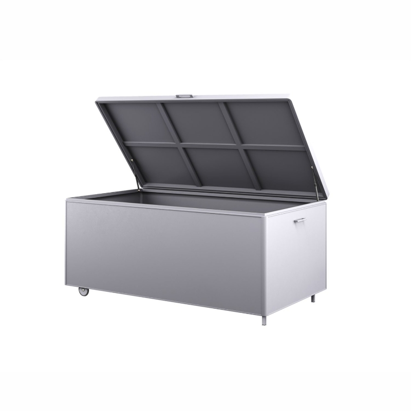 Skrzynia ogrodowa na poduszki, koce CONTENITORE 954L 160x82 ZUMM biała aluminium