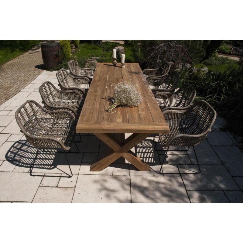 Meble tarasowe LYON X 8 os. Vimine naturalne drewno teak - rattan