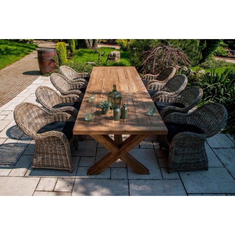 Meble naturalne tarasowe LYON II  Vimine naturalne drewno teak - rattan