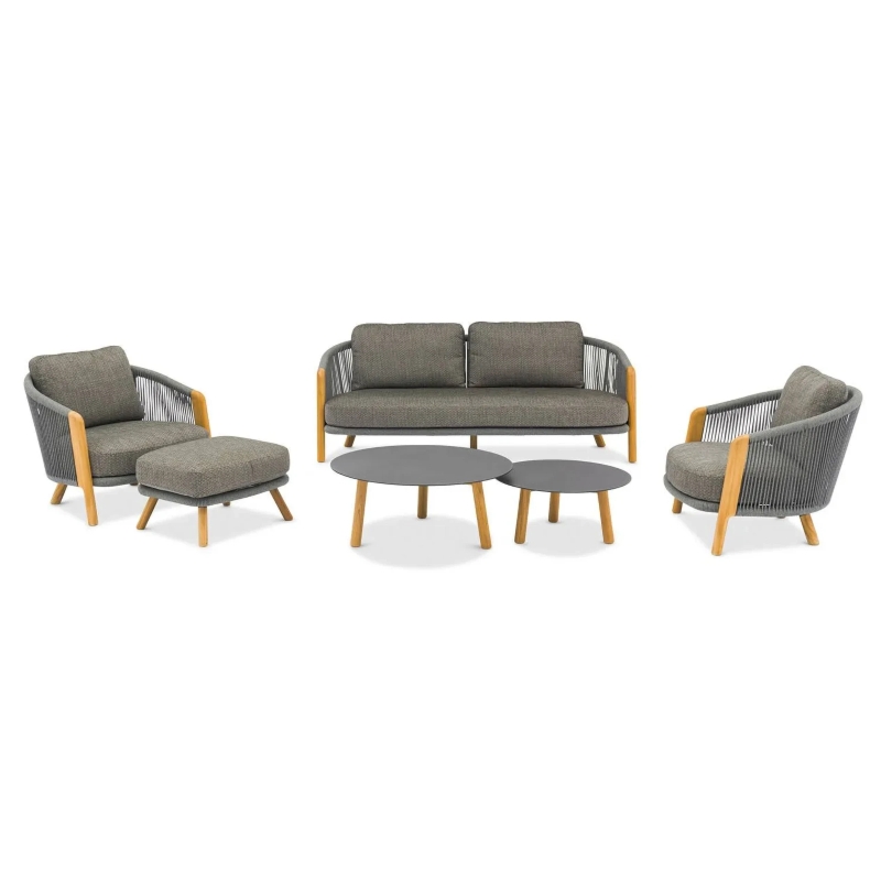 Zestaw mebli ogrodowych kawowy HAVEN ZUMM antracytowy aluminium teak