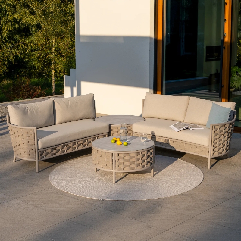 Nowoczesny zestaw mebli ogrodowych LOOP II  Couture Jardin beżowy aluminium