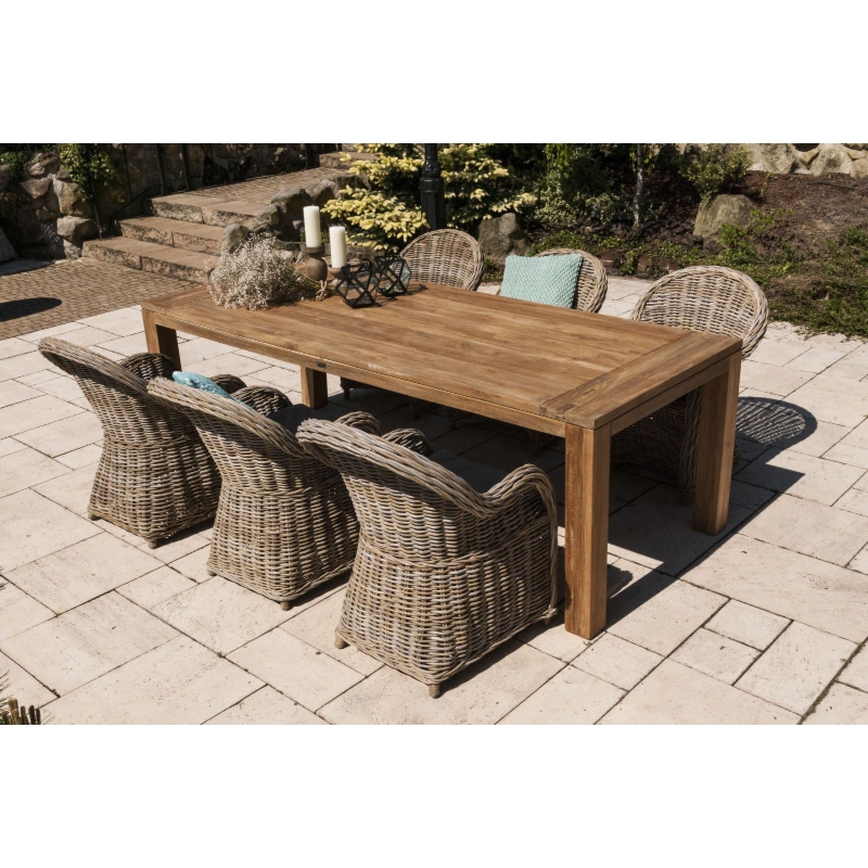 Meble naturalne tarasowe NIMES IV  Vimine naturalne drewno teak - rattan