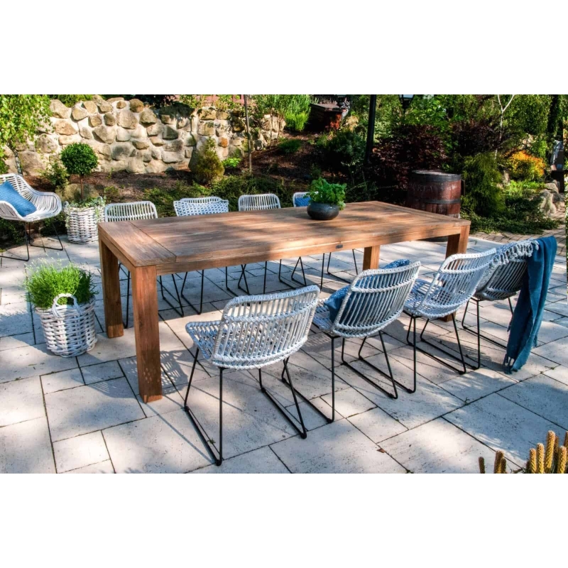 Meble ogrodowe na taras NIMES II 6 os. Vimine naturalne drewno teak - rattan