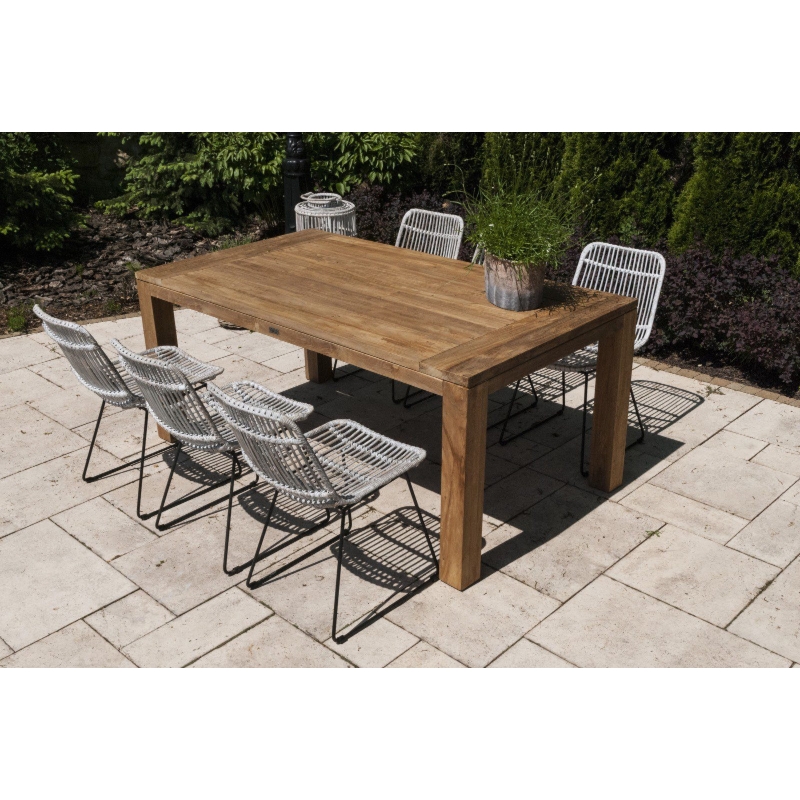 Meble ogrodowe zestaw NIMES XI 6 os. Vimine naturalne drewno teak - rattan