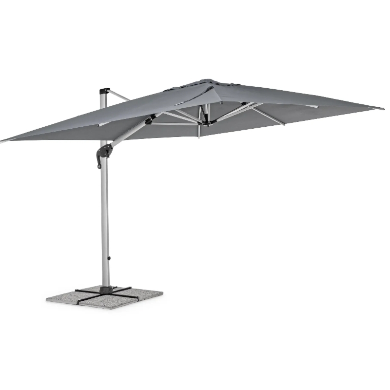 Bolzano Ibis Mocny prostokątny parasol ogrodowy 300x400 szary aluminium