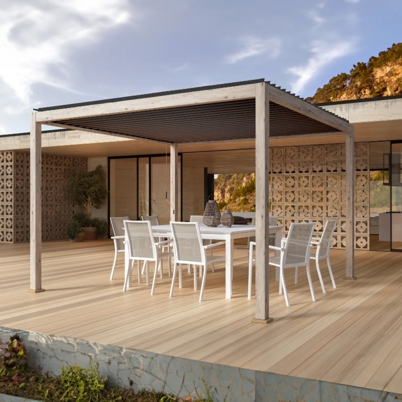 Bolzano Roma Zadaszenie tarasu - pergola 360x360 drewnopodobna aluminium