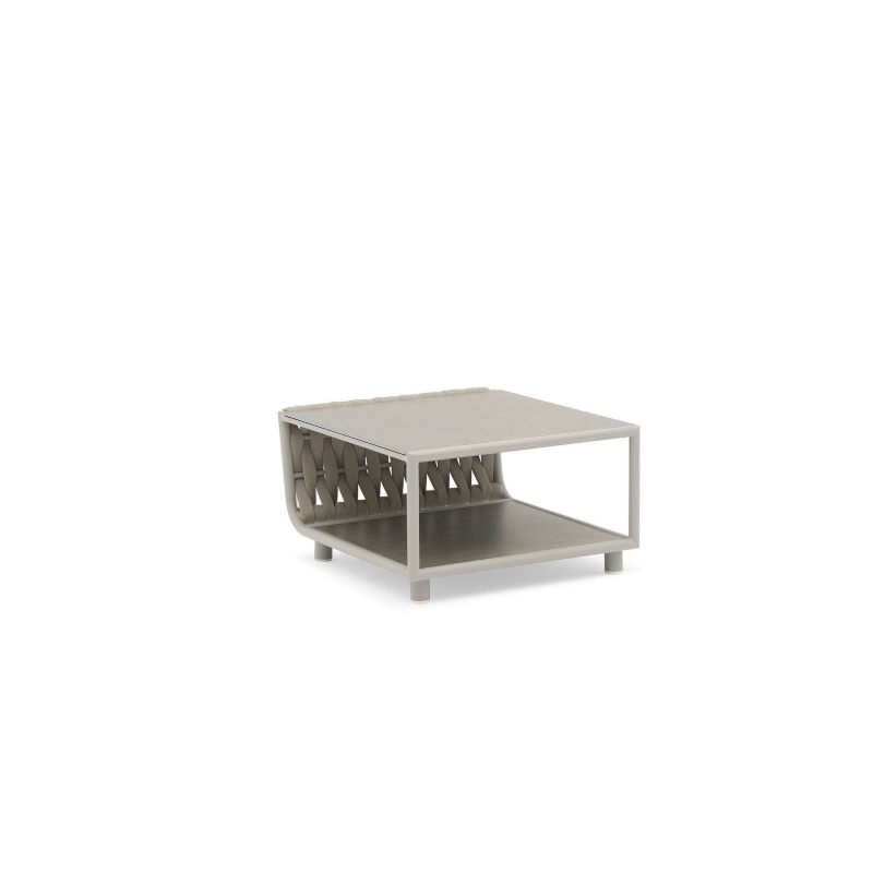 Stolik ogrodowy kawowy HUG   81x71 Couture Jardin szarobeżowy aluminium