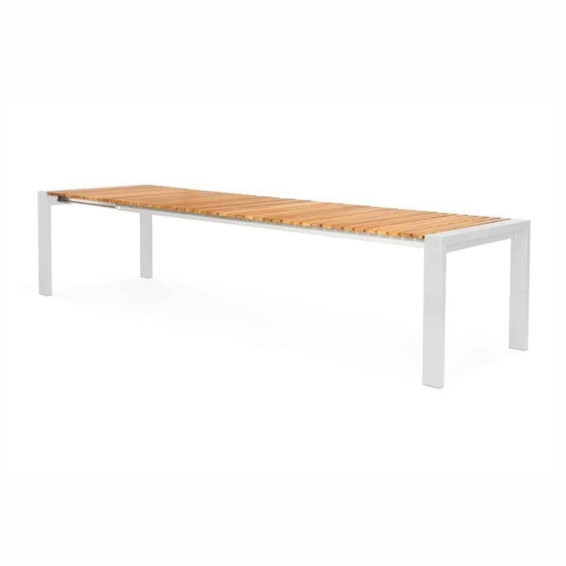 Rozkładany stół ogrodowy RIALTO   265-332x100 Suns biały aluminium-teak