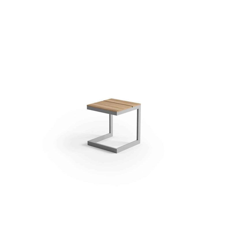 Stolik do leżaka GRENADA teak   40x40 ZUMM szary aluminium teak