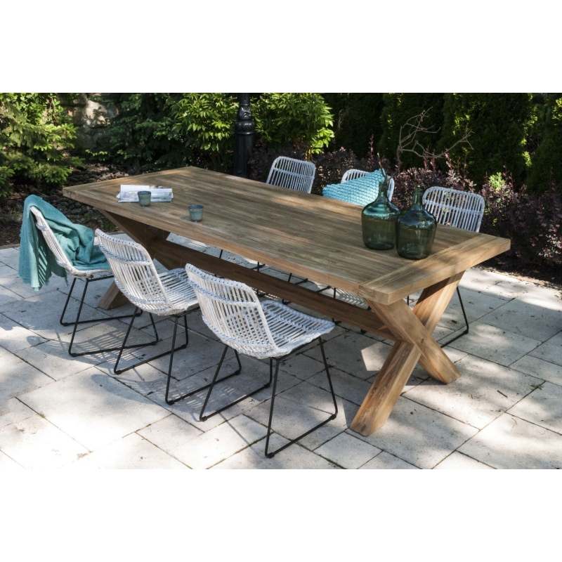 Meble tarasowe LYON IV 6 os. Vimine naturalne drewno teak - rattan