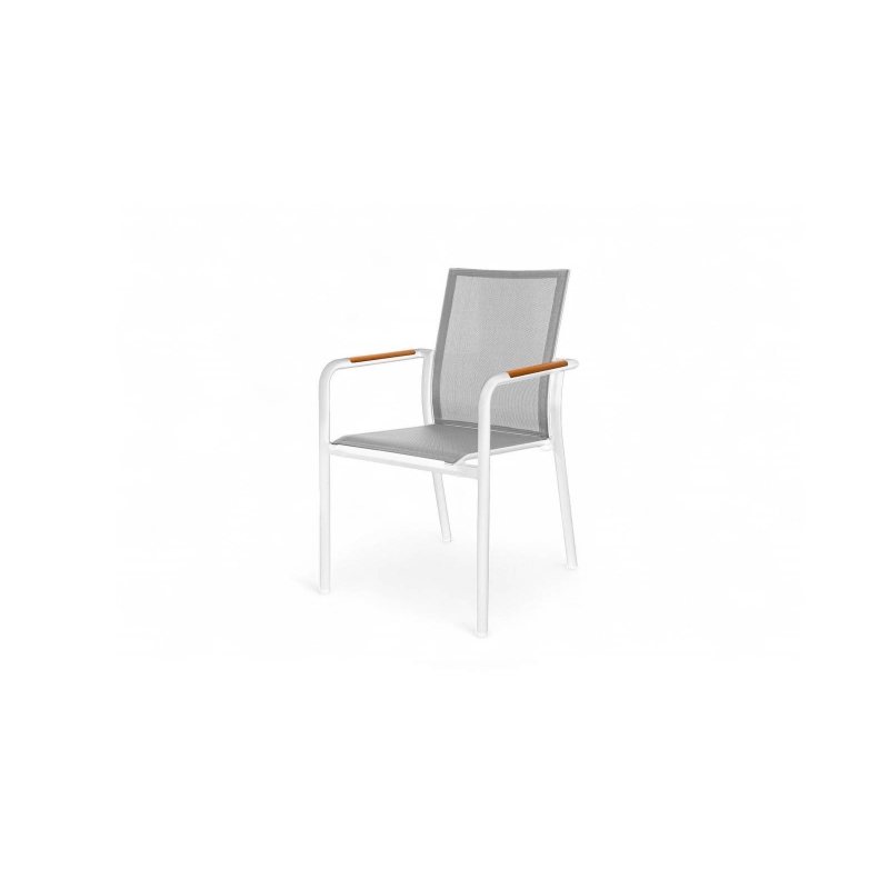 Krzesło ogrodowe SOLLER  65x55x88 ZUMM teak białe aluminium