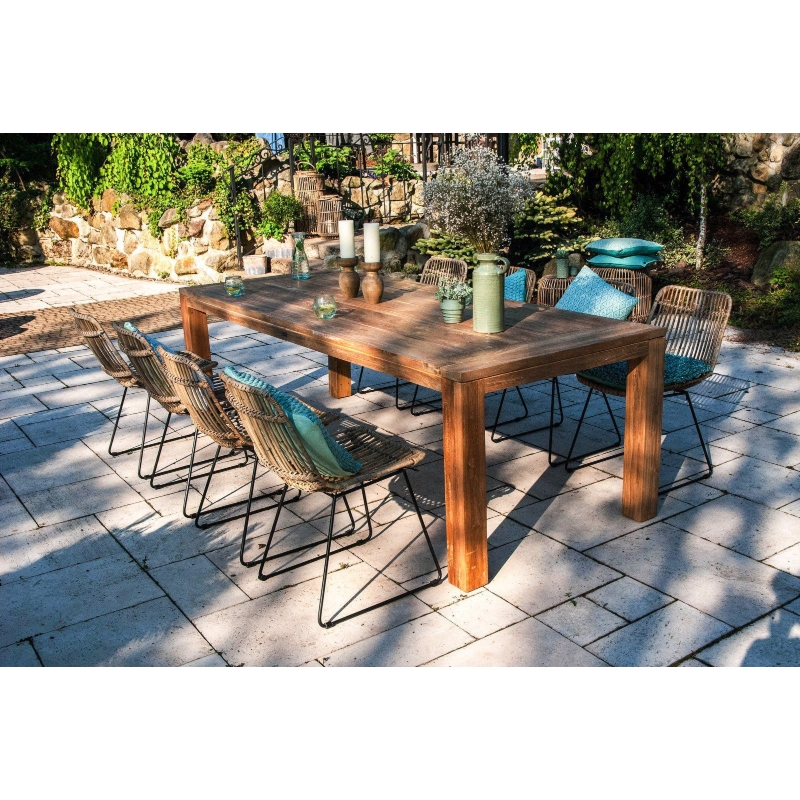 Meble ogrodowe tarasowe, do ogrodu NIMES  8 os. Vimine naturalne drewno teak - rattan