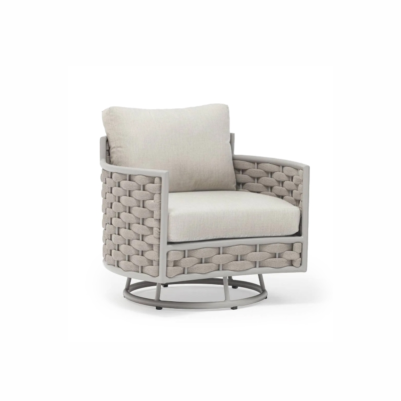 Fotel ogrodowy obrotowy na taras, balkon LOOP 86x83x72 Couture Jardin beżowy aluminium