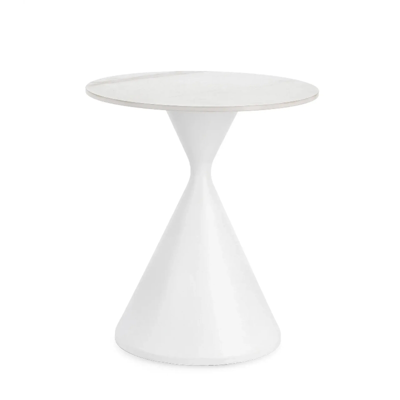Stolik kawowy JOONA Bizzotto biały porcelanowy Ø50x52