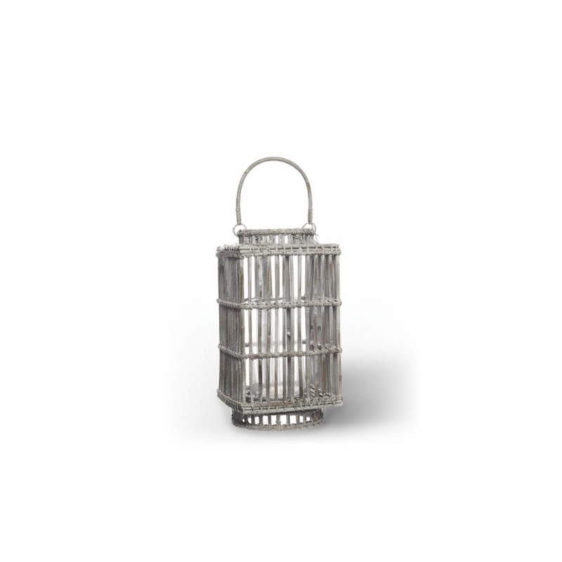 Lampion kwadratowy ROUSILLON  27x27x50 Vimine biały naturalny rattan