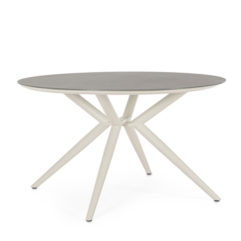 Stół ogrodowy Crisstallo Bolzano Ø130cm aluminium beżowy