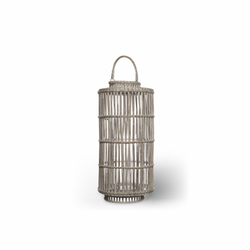 Lampion okrągły EMILION  Ø35x75 Vimine biały naturalny rattan