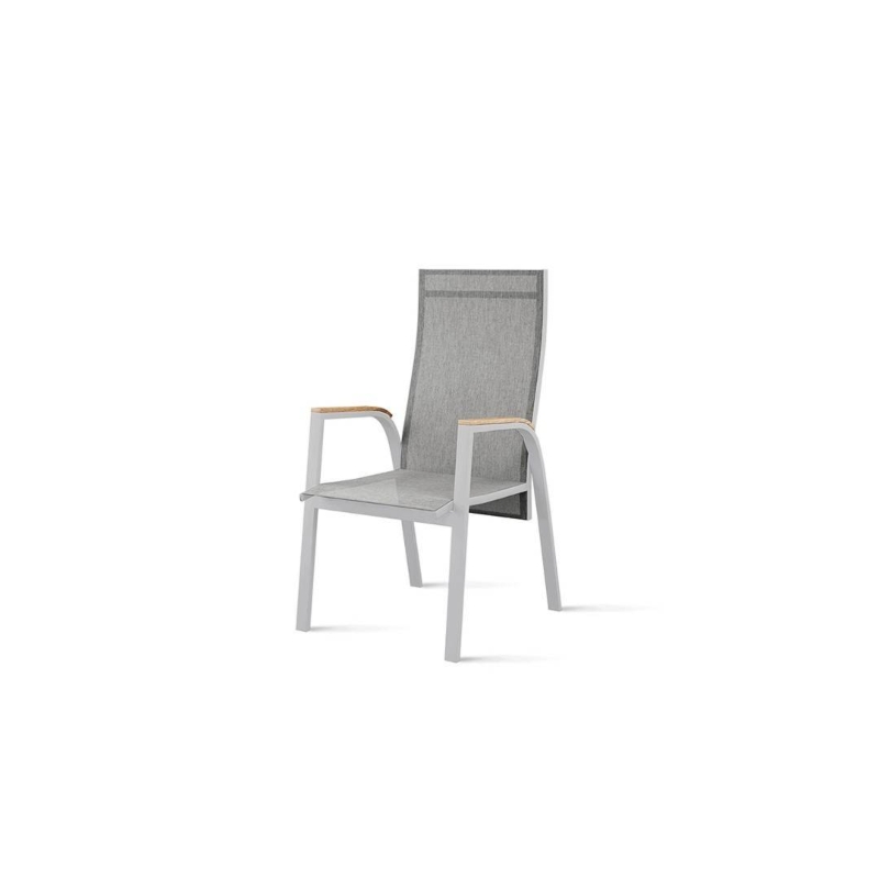 Krzesło ogrodowe ALICANTE  73x60x103 ZUMM szare aluminium teak