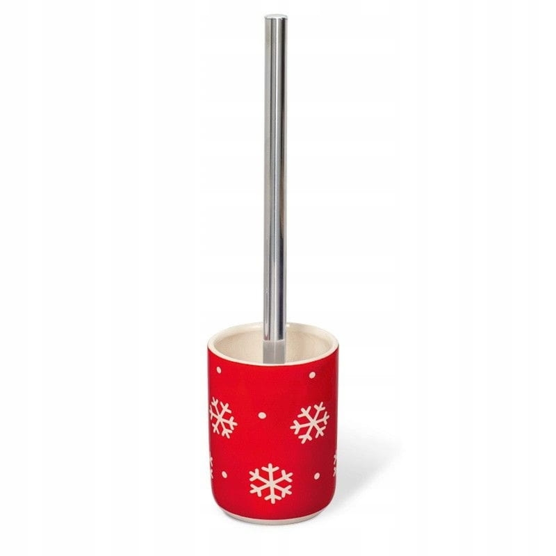 Szczotka do toalety Śnieżynki. Ceramika, 33cm, Zimowy motyw
