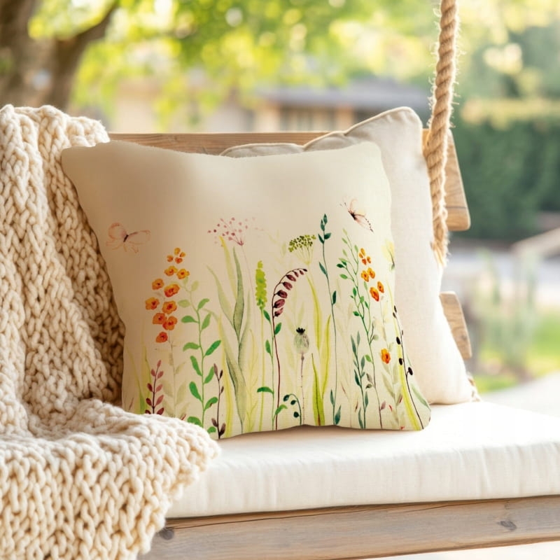 Poszewka dekoracyjna „Kwiaty polne” - miękka i stylowa| 40x40cm