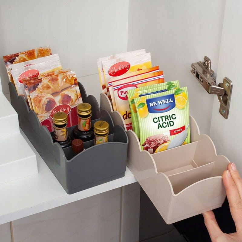 Organizer z przegródkami | beżowy, 5 przegród, 22x9x7cm