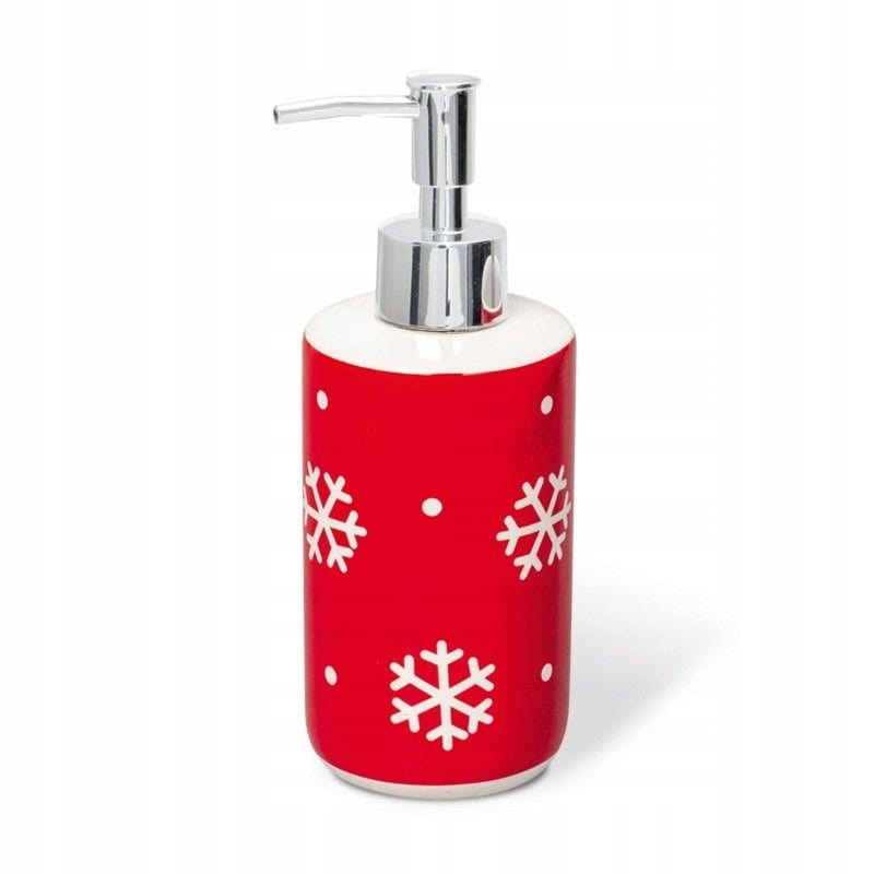 Dozownik do mydła Śnieżynki. Ceramika, 300ml, Zimowy motyw