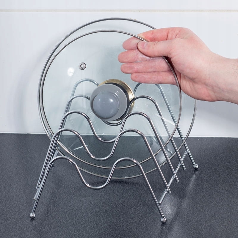 Metalowy organizer na pokrywki i deski - porządek w kuchni! 22x18 cm